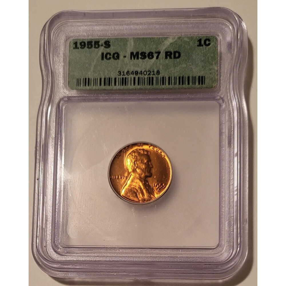 1955 S Lincoln Wheat Cent MS67 RED ICG